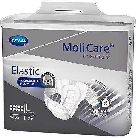 MoliCare Premium Elastic Slip: bei schwerster Inkontinenz für Frauen und Männer; 10 Tropfen, Gr. L (115-145 cm Hüftumfang), 4x14 Stück
