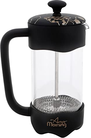 Any Morning FY92 French Press Kaffeebereiter | Kaffeekanne aus Edelstahl | Pressstempelkanne für frischen Filterkaffee | isolierte Kaffeepresse für Zuhause | Reisen | Camping | 1000 Ml | Schwarz
