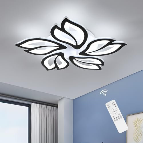 Comely LED Deckenleuchte Dimmbar, 45 W Modern Deckenlampe Schwarz Wohnzimmerlampe mit Fernbedienung, Creative Blumenform LED Deckenbeleuchtung für Schlafzimmer Esszimmer Arbeitszimmer