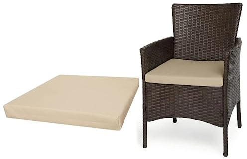 A ATH COLLECTION Rattan Seat Pads Cushion Pad Indoors Outdoors 100% Water Resistant Garden Furniture Chair Pads Office Garden Patio Chair Cushions Seat Pad (47cm x 47cm x 5cm, Cream)