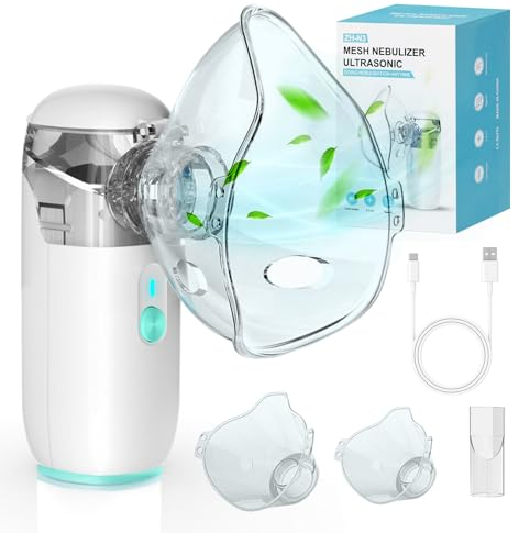 SOARFLY Inhalationsgerät Tragbar für Kinder Erwachsene, Inhalationsgerät Kinder Inhaliergeräte für Erwachsene wirksam und Leise, mit Mundstück und 2 Maske