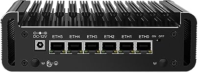 HUNSN Micro Firewall Appliance, Mini PC, VPN, Router PC, Intel Alder Lake-N 12th Gen N200, RJ47, 6 x 2.5GbE I226-V, 2 x HDMI2.1, TF, Type-C, Barebone, NO RAM, NO Storage, NO System