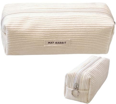 MAEXUS Trousse à Crayons pour Garçons, Filles et Adultes - Sac à Dos d'Écolier Esthétique Scolaire Beige