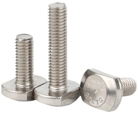 Boulons à tête en T, Vis à tête marteau, Boulon à tête de marteau en acier inoxydable 304, M6, M8, M10, M12, en forme de T, for Rail de goulotte à fente en T, piste à onglet, 5 pièces(M6*45mm)
