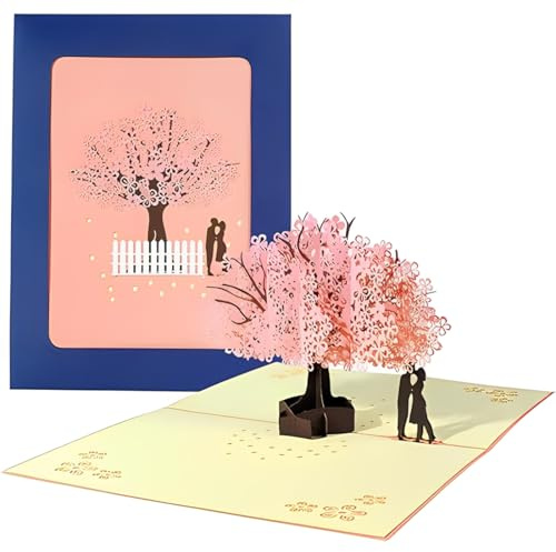 tarjeta del día de San Valentín, tarjeta de felicitación emergente 3D para el día de San Valentín, tarjeta de cumpleaños del árbol del amor, para esposa y novia, día de San Valentín, aniversario