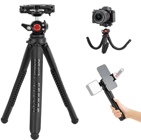 Fotopro Flexibelt stativ ministativ smarttelefonstativ för resor vlog live horisontell och vertikal fotografering, lätt kompakt skrivbordsstativ UFO4 svart