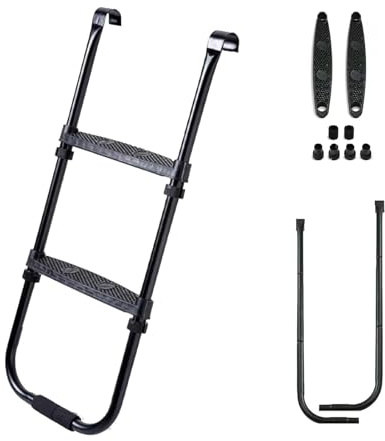 Vibhgtf Escalera de trampolín - Escaleras Negras de 2 Escaleras Anchas | Escalera de trampolín para, Escala de escalada de acero inoxidable resistente, Accesorios para trampolín