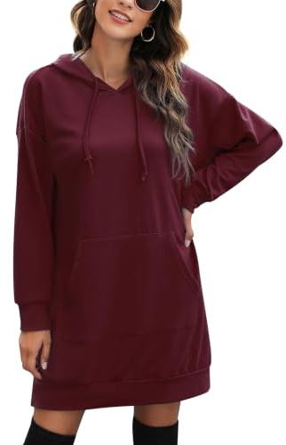 Litherday Robe Sweat Femme Long à Capuche Hiver Longue Pull avec Poche Robes Casual