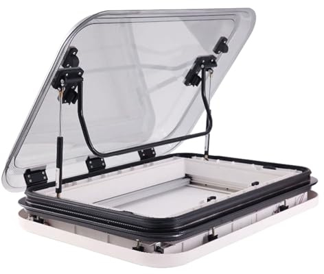 Ventana de escotilla de techo para caravana con luz LED, redes y parasol para ventilación y luz en remolques y yates