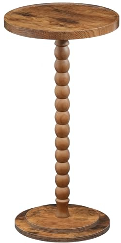 HOOBRO Kleiner runder Beistelltisch, Getränketisch mit Beinen aus Holz, Beistelltisch Couch, Nachttisch, Sofatisch, Cocktailtisch, für kleine Räume, Wohnzimmer, Schlafzimmer, Vintagebraun EFG187BZ01