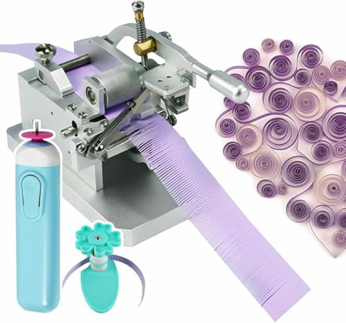 HOTAPEPU Tassel Quilling Cutting Machine Kit,Manual Tassel Rolling Machine with 0.3-4mm Width Adjustable,Electric Quilling Pen, Adjustable Roller Tools,for DIY Art, Learning, and Crafting Classes~/