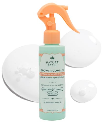Nature Spell Growth Complex Rosemary & Rice Water Spray, 150 ml | Lightweight Daily Scalp Tonic, Strengthens, Repairs, Adds Shine & Volume, Colour Safe, Vegan