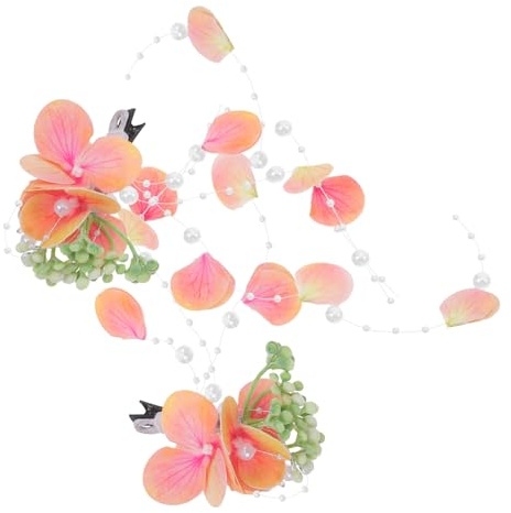 Pince à Cheveux de Fleur Artificielle Faite Main, 1 Paire | Matière Tissu et Plastique, Mouvement à Franges, Style Élégant Romantique pour Mariage et Vacances