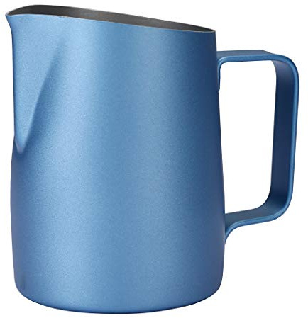 Dianoo - Tarro de leche de acero inoxidable para café, jarra de vapor espresso taza de arte lata café espuma de leche, 420 ml, color azul