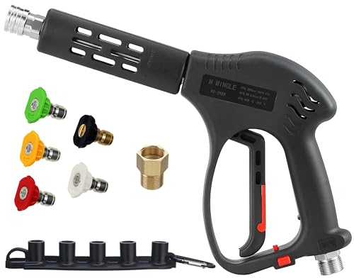 M MINGLE Kurze Hochdruckreinigungspistole, 345 bar (5000 PSI), für Heiß- und Kaltwasser, mit M22 Anschluss & 5 Düseneinsätzen