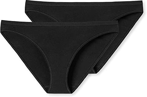 Schiesser Damen 2 Pack Mini Slip Bio Baumwolle - 95/5 Organic Unterwäsche, Schwarz_174294, 38 EU