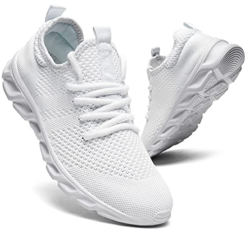 QIJGS Damen Laufschuhe Sneaker Freizeitschuhe Sportschuhe Turnschuhe Fitness Straßenlaufschuhe Trainer Outdoor Sneakers Tennis Jogging Walkingschuhe Gym Schuhe Weiß 42