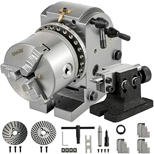 VEVOR Tête de séparation 4''/100MM Tête de diviseur pour fraiseuse Contre-point MT2 Angle 0-90 Degrés Taux de Réduction 1:40 Tête Diviseur Universelle pour Fraisage, Rectification et Forage
