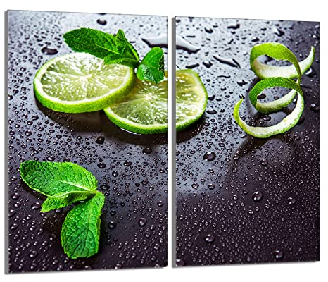 DarHaus Tabla de cortar decorativa de cristal templado y cubre vitro, Placa protectora de vitrocerámica 30 x 52 cm 2 piezas, para inducción, protección contra salpicaduras, decoración, CAL