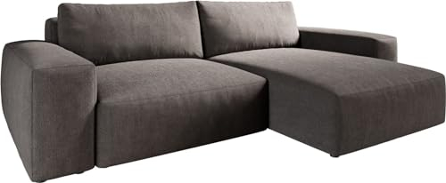 Canapé d'angle Lanzo XL Microfibre Marron Kaki 270x180 cm Recamière Variable
