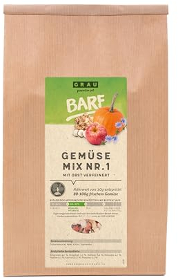 GRAU – das Original – Trockengemüsemischung mit Obst zum BARFen für Hunde - Mischung Nr. 1, 1er Pack (1 x 1,2 kg), Ergänzungsfuttermittel für Hunde