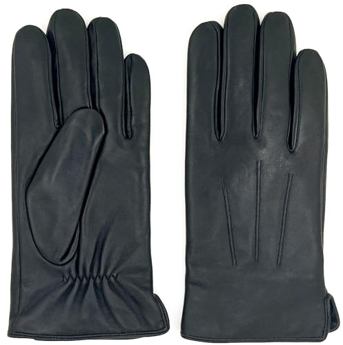 ZLUXURQ Luxury Mens Leather Gloves Fleece Lined-Soft Comfortable Lambskin