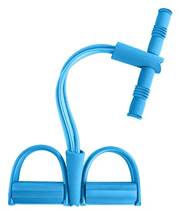 Kocusu 4 Tubes Elastische Zugseil,Multifunktions Leg Exerciser,Bauchtrainer für Zuhause,Expander Tension Rope,Pedal Widerstandsband für Bauch Abnehmen,Fitness,Forming,Blau