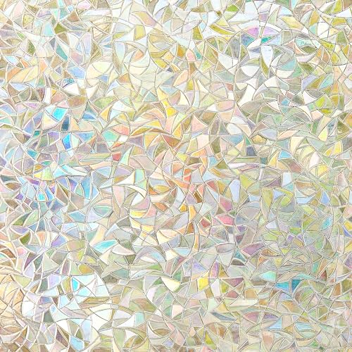 NINETREX Sichtschutzfolie Fenster, Buntglas Fensterfolie, Regenbogeneffekt, Glasfenster Statische Fensterfolie Vinyl Mond Dekorativ UV für Wohnzimmer, Küchen Schlafzimmer (44.5 * 200cm)