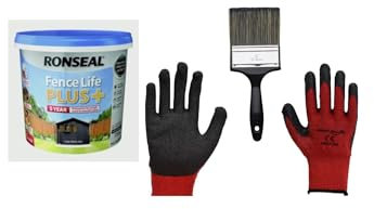 FAB INT PRODUCTS Garden Fence and Shed Paint Kit, 5 Litres Gloves and Brush Included… (Tudor Black Oak)