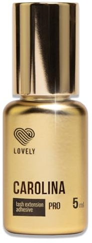 LOVELY Colla per ciglia CAROLINA – colla rapida tempo di asciugatura 0,5 secondi fino a 8 settimane, ipoallergenica – colla per ciglia adatta per studi e applicazioni terze – 5 ml nero