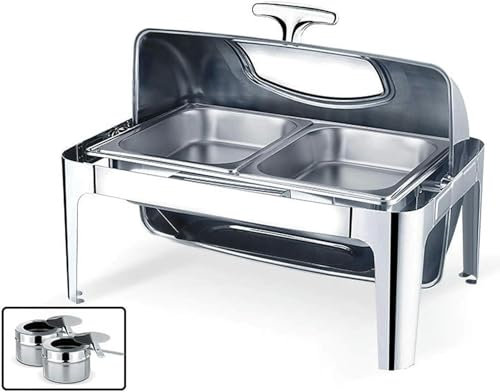 AFLEPCBRQ Chafing Dish de Acero Inoxidable, Juego de Chafing Dish Calentador de Alimentos Buffet Chafing Dish Set para Catering Buffet Warmer, para Buffet Catering Cocina Fiesta Decoration