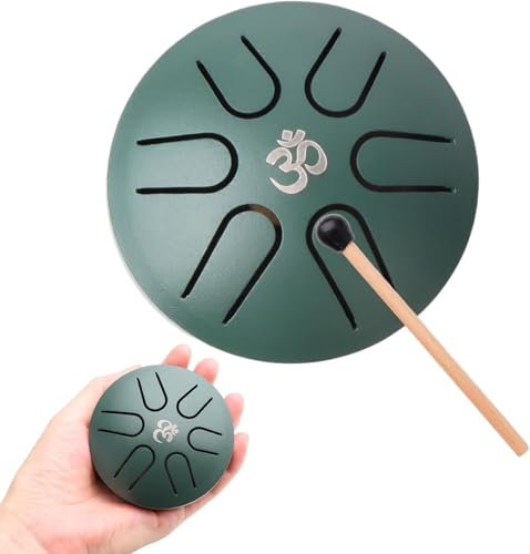 Zungentrommel Tragbare Mini Trommel 3 Zoll 6 Töne Steel Tongue Drum, D-Dur Klangschale Handpan Instrument mit Schlägeln für Kinder Meditation Yoga