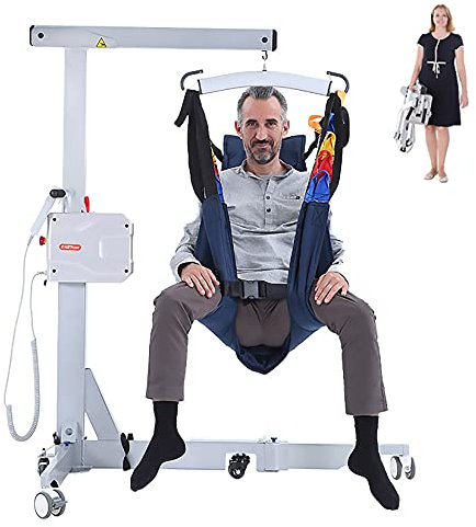 Sollevatore elettrico pieghevole per pazienti per uso domestico, sollevatore elettrico portatile per pazienti/anziani/disabili, per trasferire i pazienti tra letto, divano, sedia a rotelle, vasca da
