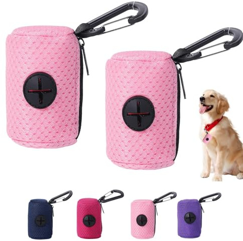 2 Pièces Distributeur De Sac À Crottes Pour Chien, Porte-sac À Crottes De Chien Pour Laisse, Distributeur Sac Déchet Chien En Tissus Portable Avec Mousqueton Pour Marche, Randonnée, Camping, Voyage
