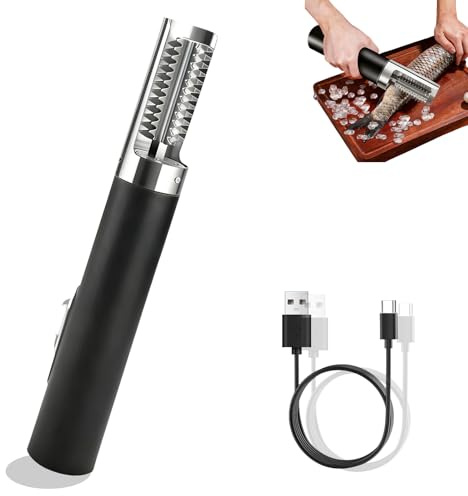 Electric Fish Scaler, Fish Scale Remover with Stainless Steel Roller Blade, Built-In Rechargeable Battery, Professional Fish Descaler Tool for Chef and Home Cooks Fish Cleaning Tools