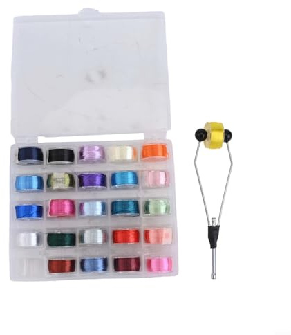 Honseadek Filo per legare mosche 200D con porta bobina, filo in poliestere per esche da pesca a mosca e kit di forniture per la produzione di esche, finitura cerosa, dimensioni 6-14#