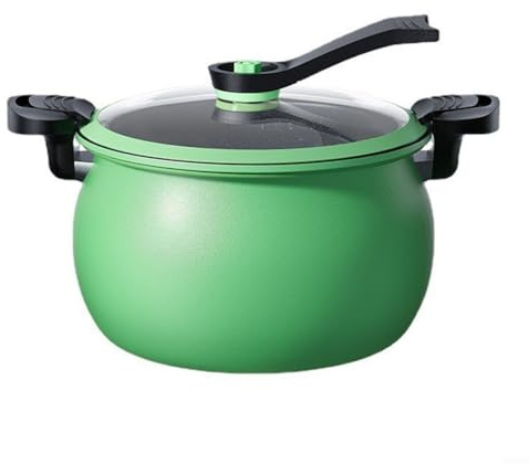 Household Non-stick Pressure Cooker Metal Soup and Stew Pot with Safety Lock Lid and Pressure Relief System, Micro-pressure Cooking for Beans, Grains and Meat Dishes (Green 8L)