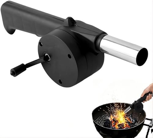 Soffiatore Barbecue Manuale a Manovella | Ventola Accendi Carbone BBQ Senza Batterie | Blower Aria Portatile per Griglia, Campeggio, Picnic e Outdoor | Accensione Rapida Brace |