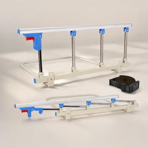 Bed Rails for Elderly Adults, Folding Bedside Assist Rail Handle, Bed Side Safety Rails, Collapsible Bed Assist Rail, Aid for Getting Out of Bed for Seniors & Surgery Patients (Tool-Free Assembly)