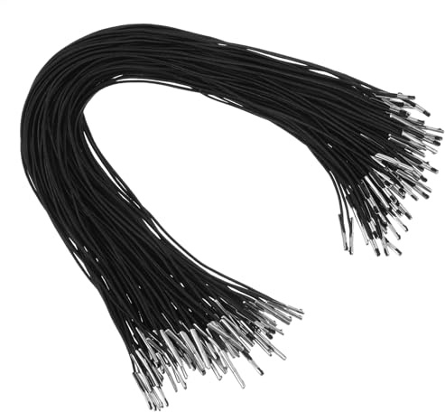 100 PCS Elastic Cord for Masks, 30cm/11.8 inch Party Hat Stringwith Metal Ends, Mask Lanyard Black Hat Extender Strap Soft Stretch Band for Mask Making DIY Crafts Menus Book Binding