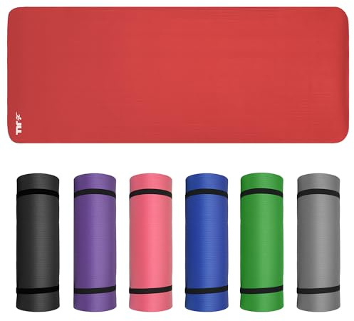 JLL Yoga Mat Extra Thick 15mm Non-Slip Pilates Workout Exercise Mat, Ideal Camping Mat(Red)