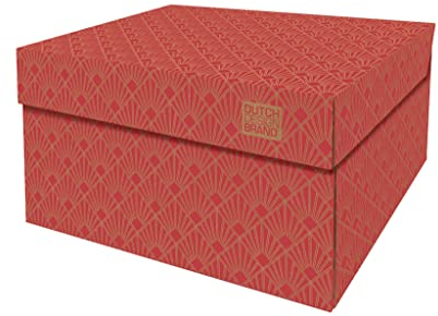 Dutch Design Brand Aufbewahrungsbox mit Deckel – Aufbewahrungsboxen – FSC-zertifizierter, recycelbarer Karton (Größe: 38,9 x 31,8 x 21,1 cm) (Art Deco Velvet Red)
