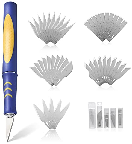 Litorange Skalpell Set mit 45 Ersatzklingen,die mit Rostschutzöl beschichtet sind,Schneidemesser mit Rutschfestem Griff,Upgrade Bastelmesser,Cuttermesser zum Schneiden von Leder und Papier