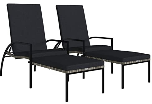 Gecheer Sun Loungers with Footrest, Adjustable Backrest, PE Rattan, Steel Frame, for Pool, Patio, Garden, Outdoor Use