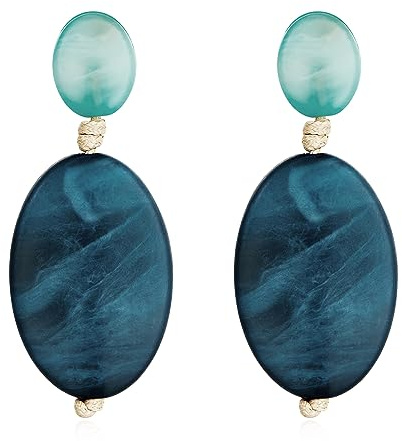 LILIE&WHITE Pendientes Mujer Acrílicos Azul y Verde, Diseño Moderno y Ligero, Antialérgicos, No se Decoloran, Regalo Original y Sofisticado