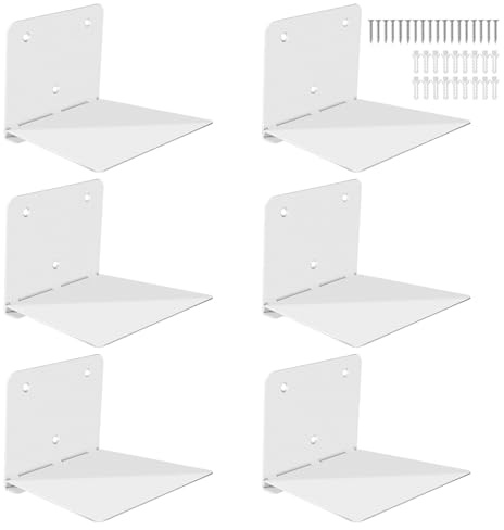 FENTEC Estantes de Libros Flotantes para Pared, Estantes de Libros Invisibles de Alta Resistencia, Estante de Libros de Metal Oculto para Decoración de Dormitorios y Oficinas, Juego de 6, Blanco