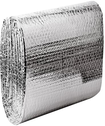 Baketron 3mm Isolant Thermique en Film Aluminisé a Bulles Double Face 0.6×5m,Résistant pour Réflecteur radiateur de Chaleur et Protéger Contre Froid Idéal pour Fenetre, Voiture, Radiateur