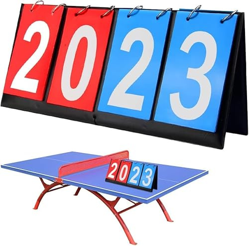 Hominas Marcador Deportivo Flip, Portátil 4 Dígitos Marcador 0-99 Tablero De Flip Marcador Portátil para Voleibol Baloncesto Tenis De Mesa