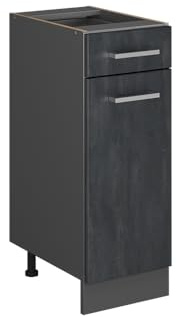 Vicco Mobiletto base per cucina R-Line, Calce nera, 30 cm senza piano di lavoro, per la libera combinazione all'interno di sistemi cucina modulari