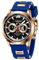 MEGALITH Herrenuhren Chronograph Armbanduhr Männer: Groß Wasserdicht Gummi - Analog Blau-Roségold Geschenk fur Herren